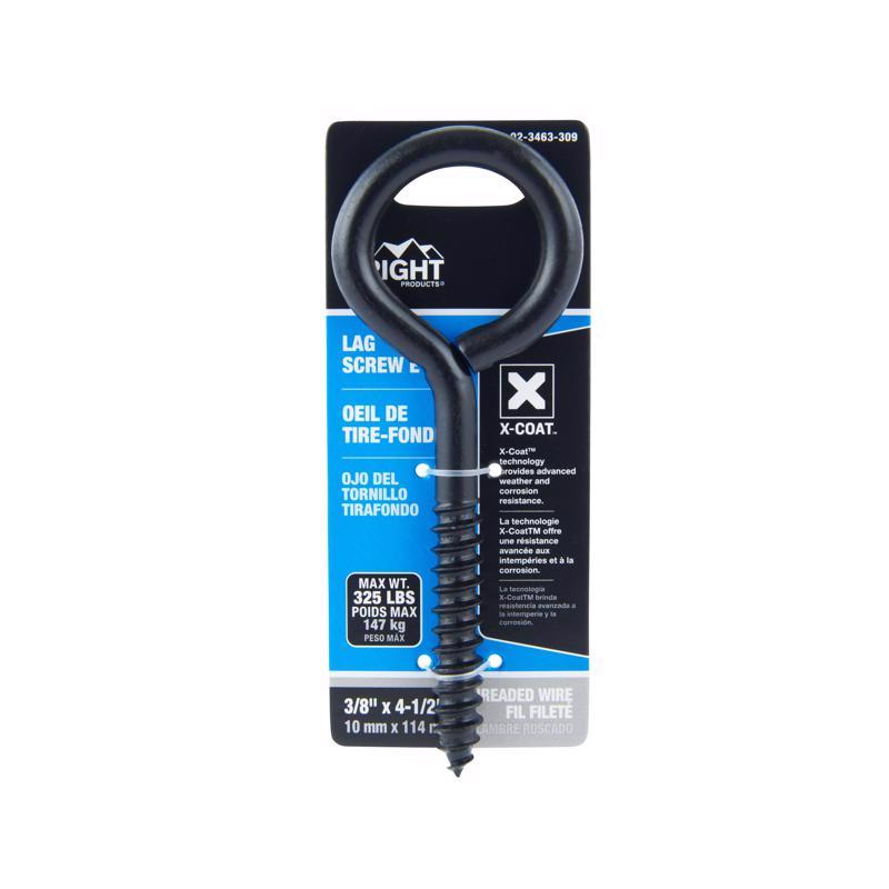 Wright 3/8 in. D X 4-1/2 in. L Black Steel Lag Screw Eye 325 lb