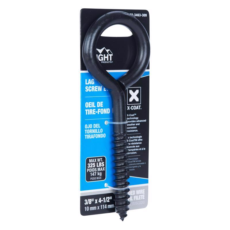 Wright 3/8 in. D X 4-1/2 in. L Black Steel Lag Screw Eye 325 lb