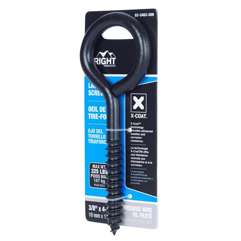 Wright 3/8 in. D X 4-1/2 in. L Black Steel Lag Screw Eye 325 lb
