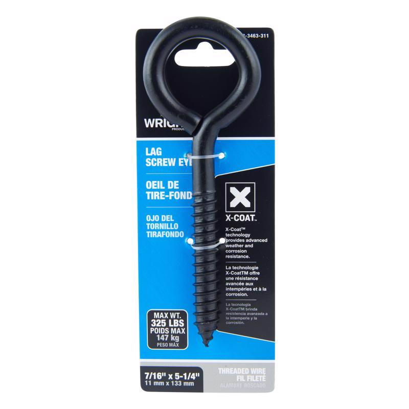 Wright 7/16 in. D X 5-1/4 in. L Black Steel Lag Screw Eye 325 lb