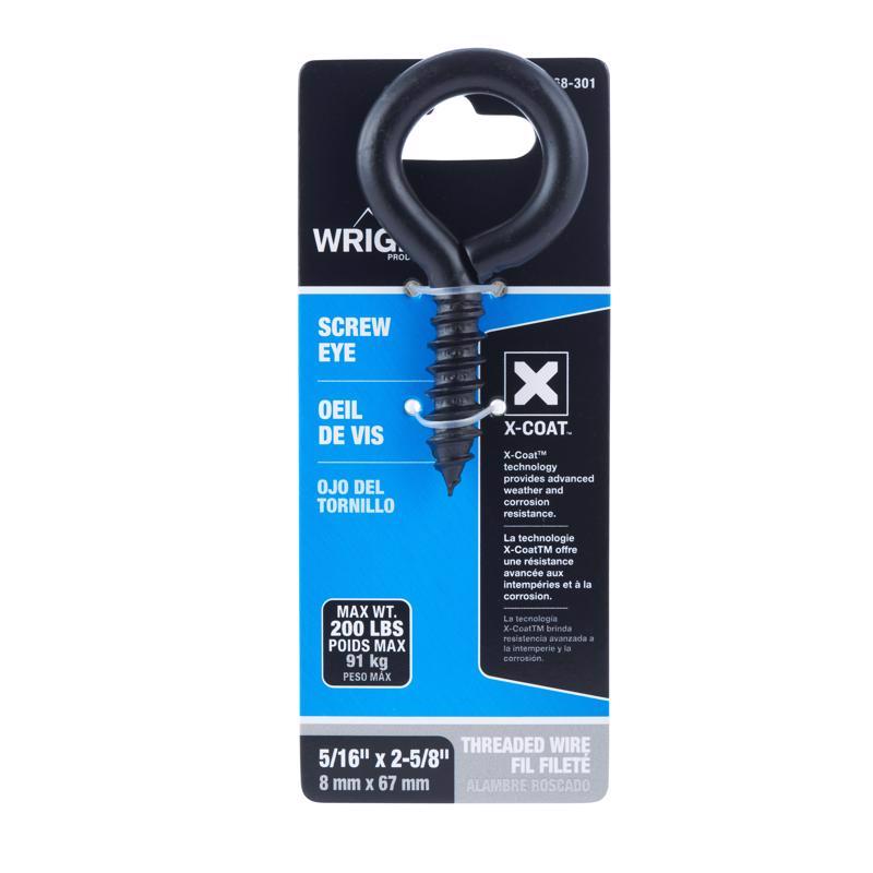 Wright 5/16 in. D X 2-5/8 in. L Black Steel Screw Eye 200 lb