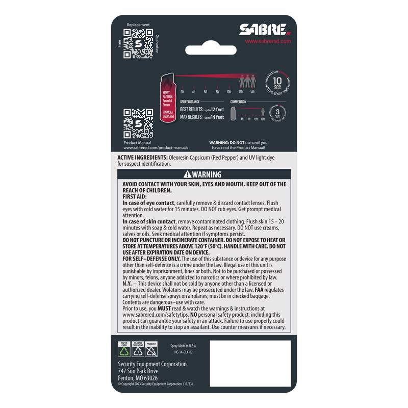 Sabre White Plastic Pepper Spray