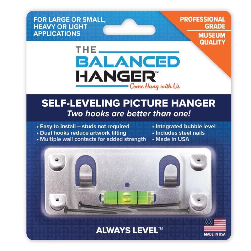 Balanced Hanger Always Level Metallic Silver Heavy Duty Mirror/Picture Hanging Kit 75 lb