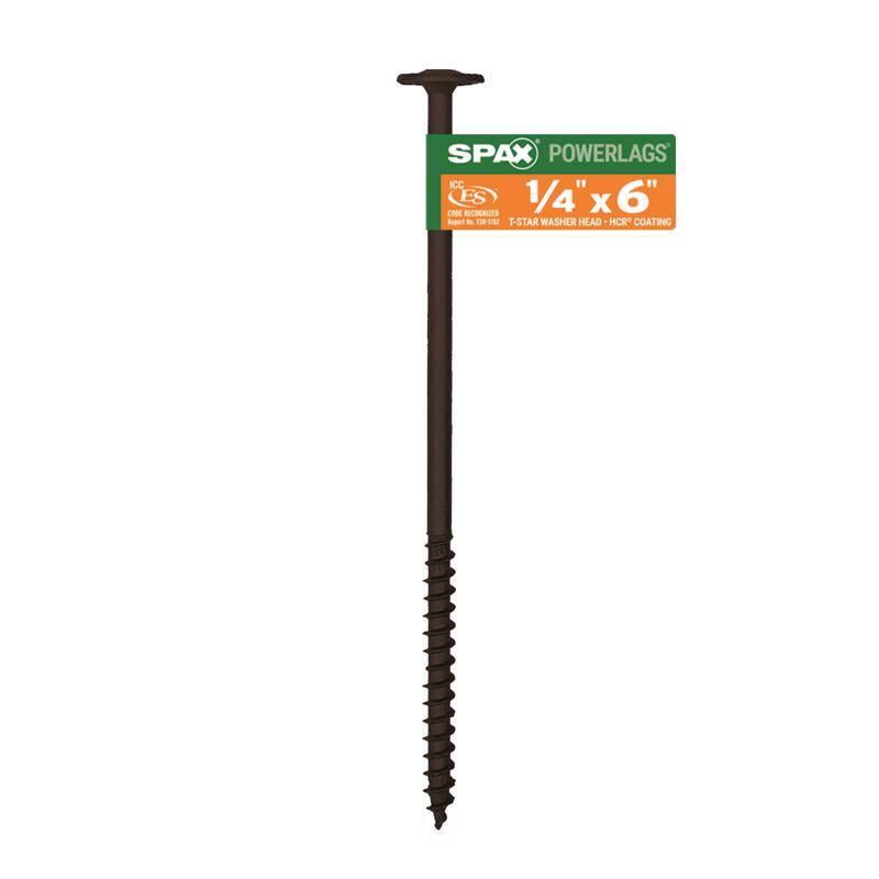 SPAX PowerLags 1/4 in. X 6 in. L Washer High Corrosion Resistant Carbon Steel Lag Screw