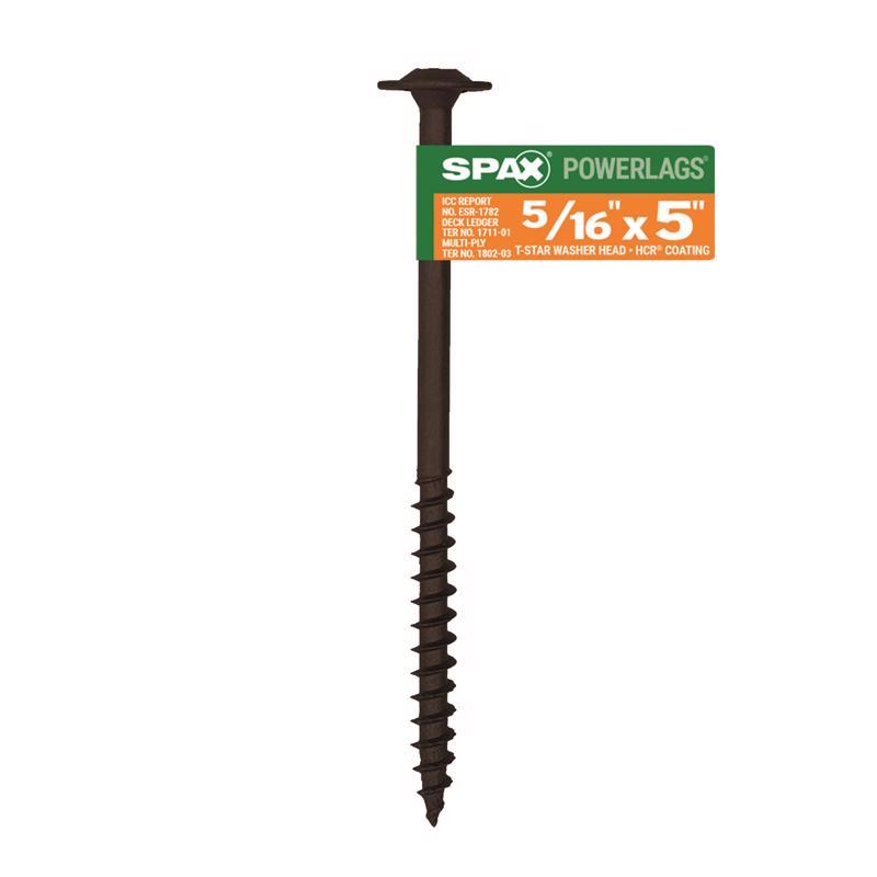 SPAX PowerLags 5/16 in. X 5 in. L Washer High Corrosion Resistant Carbon Steel Lag Screw