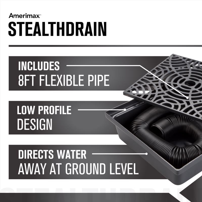 StealthDrain 4.25 in. H X 12 in. W X 12 each L Black Vinyl Downspout Extension