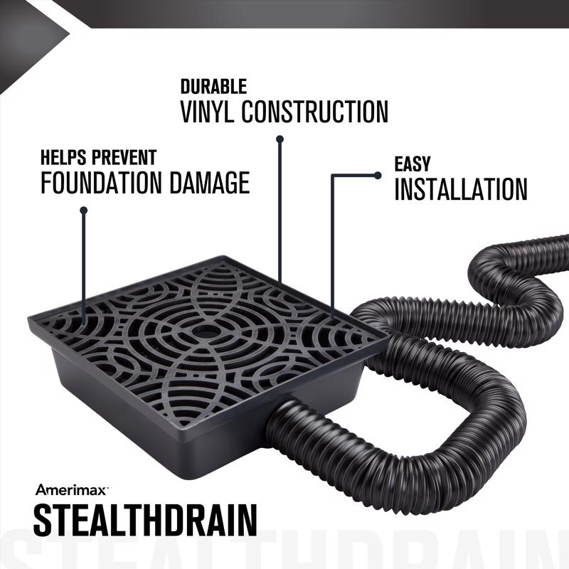 StealthDrain 4.25 in. H X 12 in. W X 12 each L Black Vinyl Downspout Extension