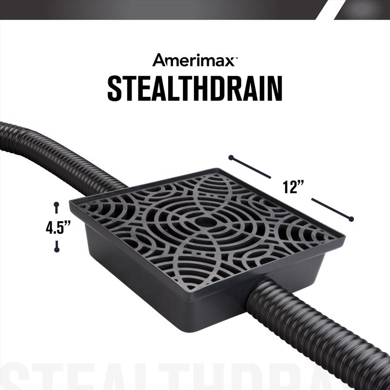 StealthDrain 4.25 in. H X 12 in. W X 12 each L Black Vinyl Downspout Extension