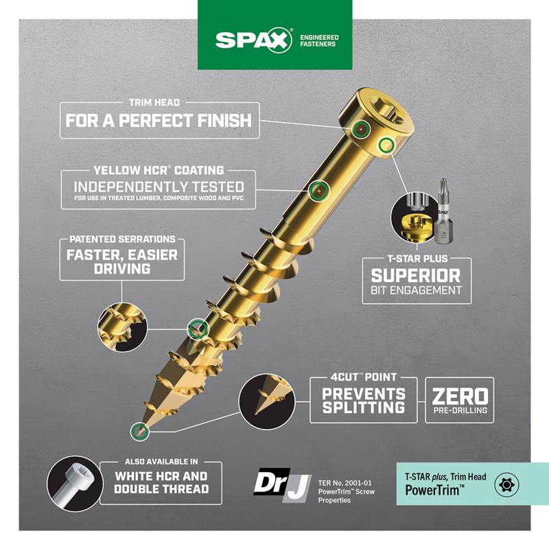 SPAX PowerTrim No. 8 in. X 1-1/2 in. L Star Round Head Serrated Trim Screws