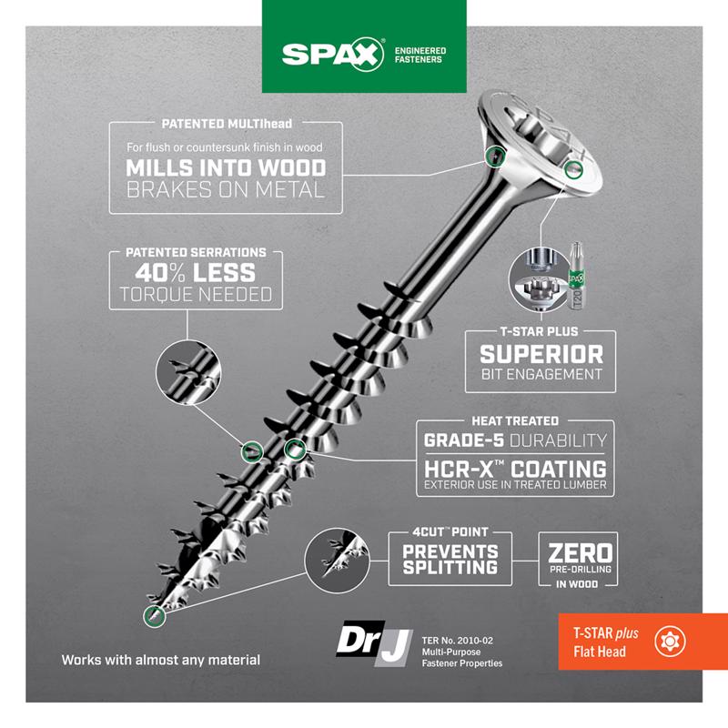SPAX No. 8 in. X 1-1/2 in. L Gray Star Flat Head Deck Screws 25 pk