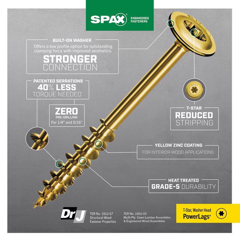 SPAX PowerLags 1/4 in. in. X 5 in. L Star Washer Head Serrated Structural Screws