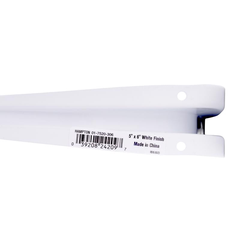 Hampton White Steel Shelf Bracket 18 Ga. 6 in. L 100 lb