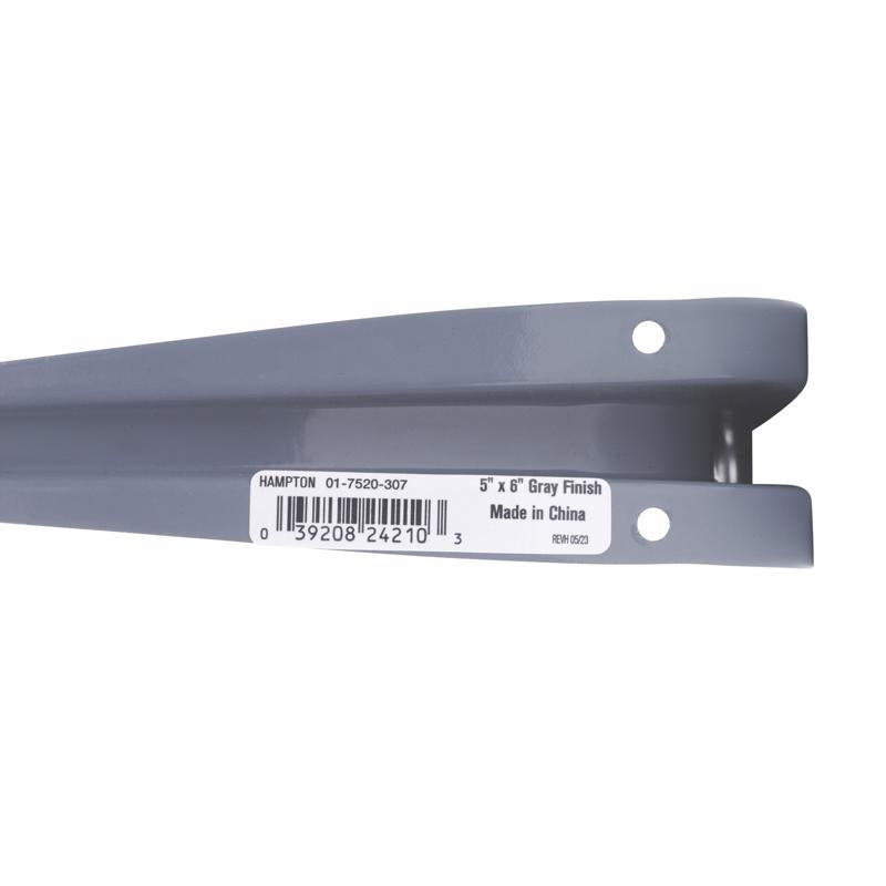 Hampton Gray Steel Shelf Bracket 18 Ga. 6 in. L 100 lb