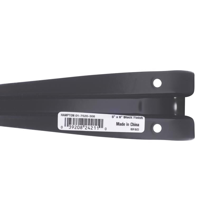 Hampton Black Steel Shelf Bracket 18 Ga. 6 in. L 100 lb
