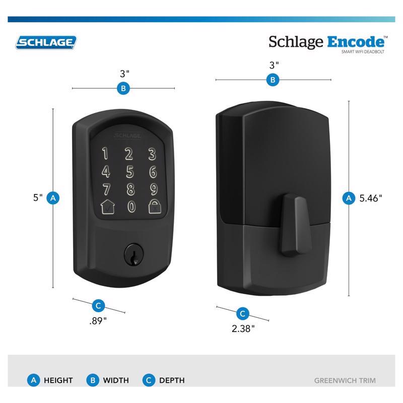 Schlage Encode Matte Black Metal Wi-Fi Deadbolt