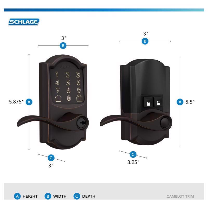 Schlage Encode Aged Bronze Metal Wi-Fi Deadbolt with Accent Lever