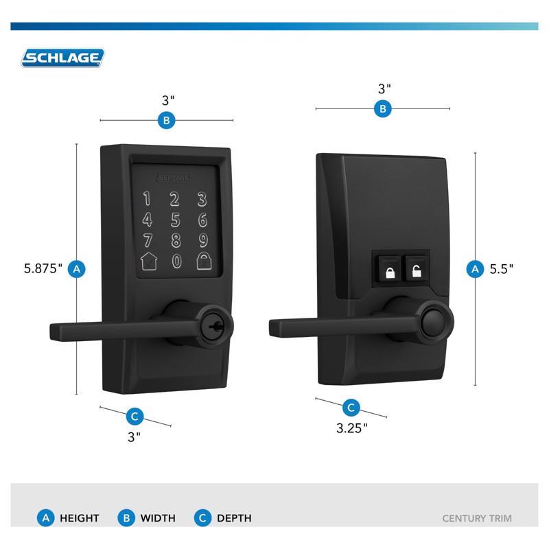 Schlage Encode Matte Black Metal Wi-Fi Deadbolt with Latitude Lever