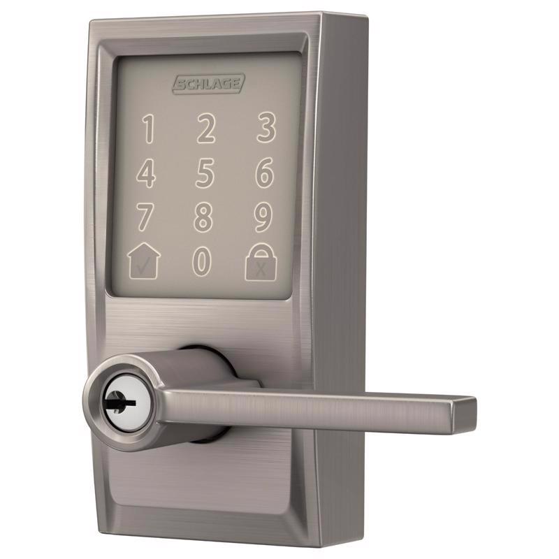 Schlage Encode Satin Nickel Metal Wi-Fi Deadbolt with Latitude Lever