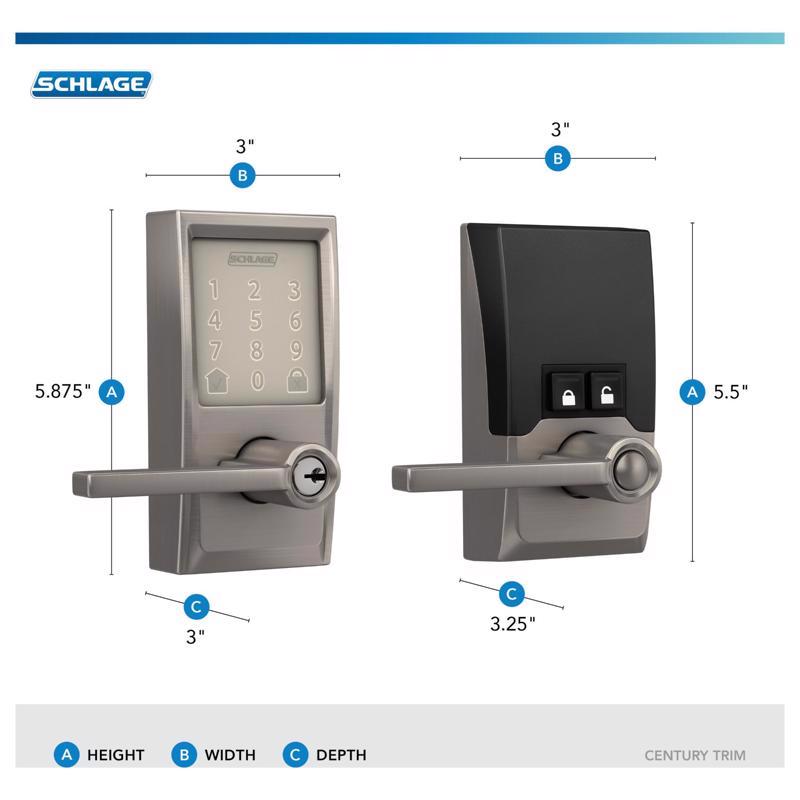 Schlage Encode Satin Nickel Metal Wi-Fi Deadbolt with Latitude Lever