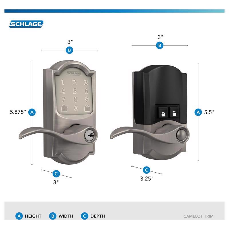 Schlage Encode Satin Nickel Metal Wi-Fi Deadbolt with Accent Lever