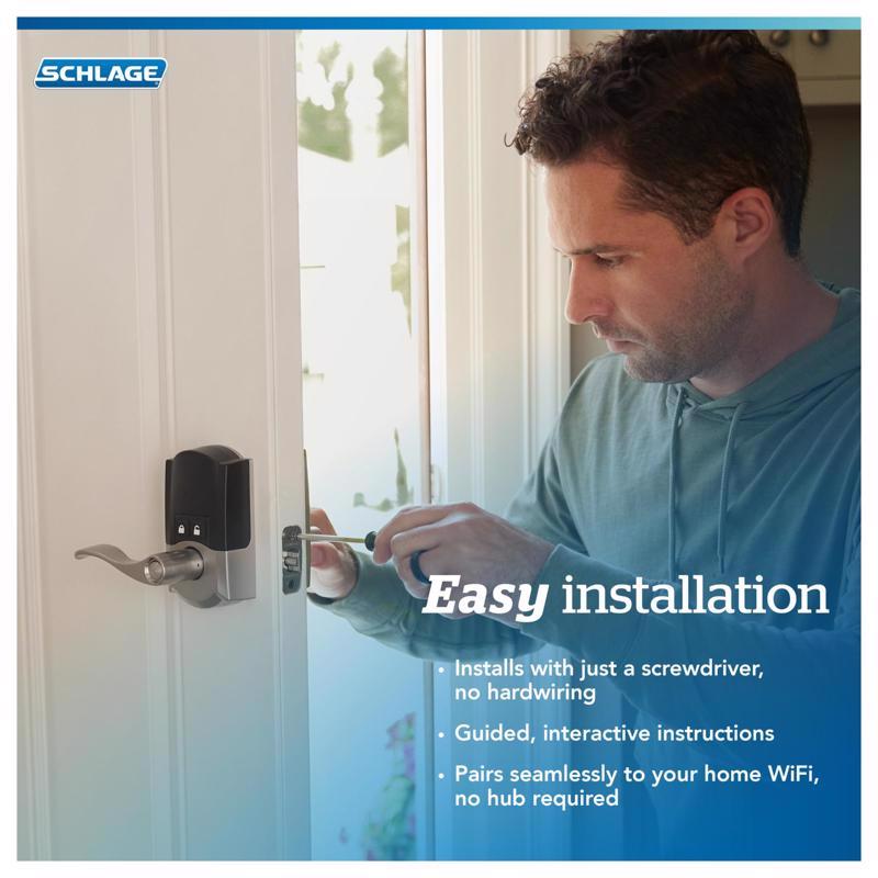 Schlage Encode Satin Nickel Metal Wi-Fi Deadbolt with Accent Lever