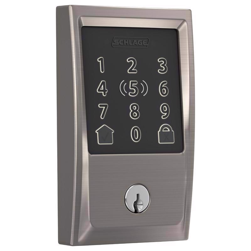 Schlage Encode Plus Satin Nickel Metal Wi-Fi Deadbolt with Century Trim