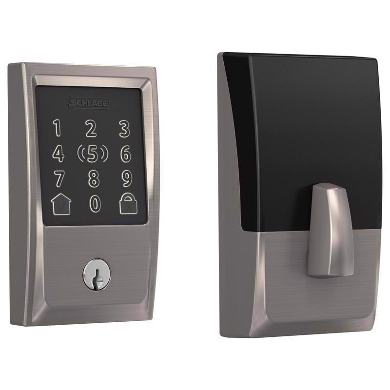 Schlage Encode Plus Satin Nickel Metal Wi-Fi Deadbolt with Century Trim