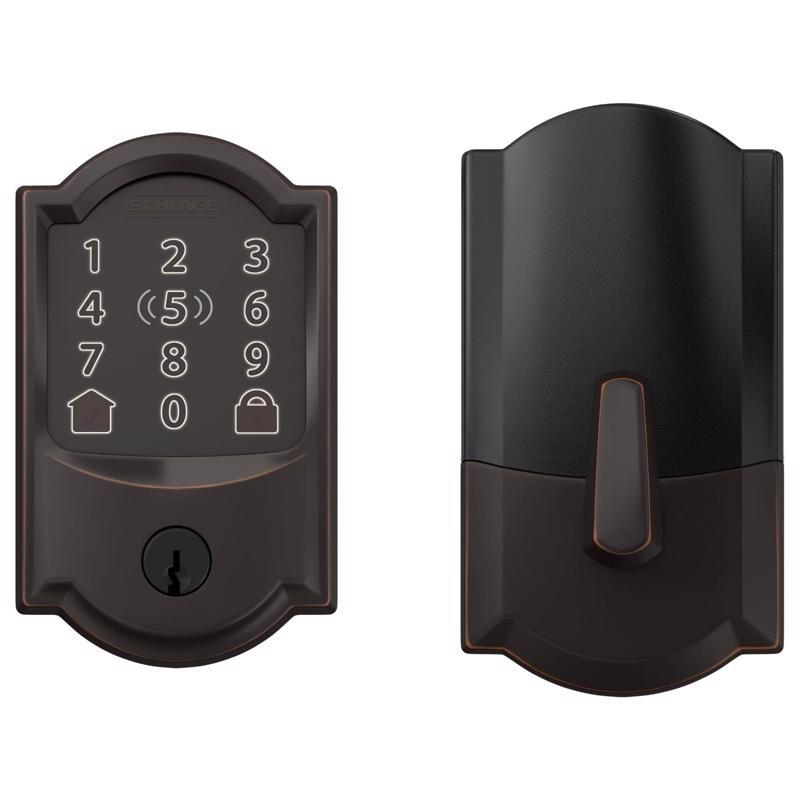 Schlage Encode Plus Aged Bronze Metal Wi-Fi Deadbolt with Camelot Trim