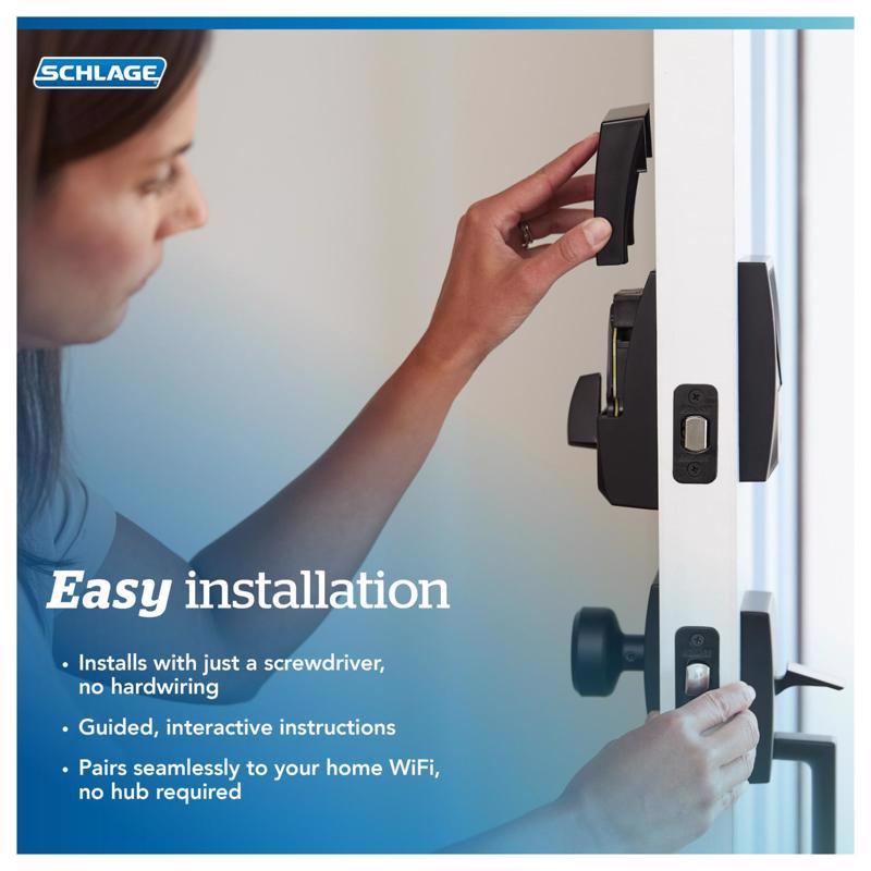 Schlage Encode Plus Satin Nickel Metal Wi-Fi Deadbolt with Camelot Trim