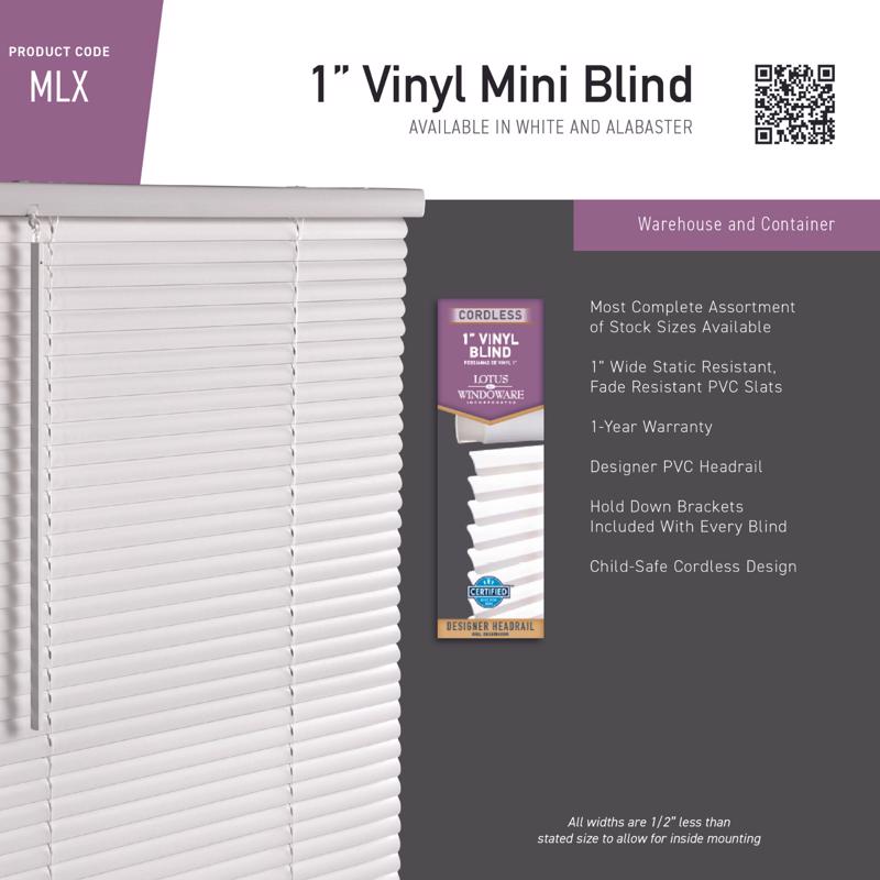 Living Accents Vinyl 1 in. Mini-Blinds 34 in. W X 72 in. H White Cordless