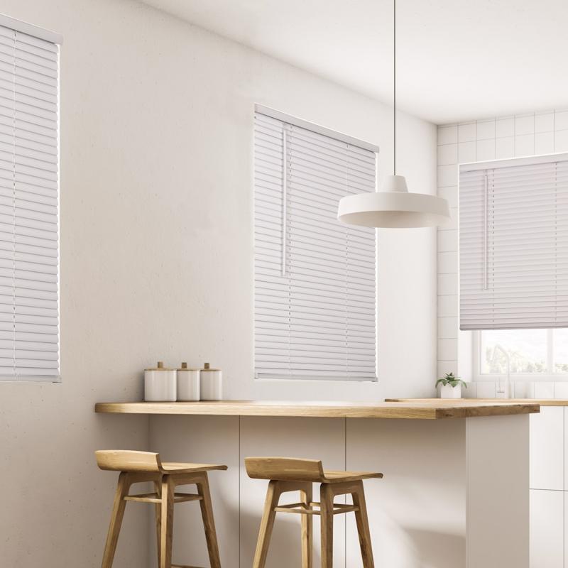 Living Accents Vinyl 1 in. Mini-Blinds 70 in. W X 72 in. H White Cordless