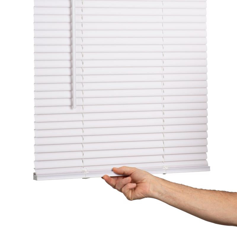 Living Accents Vinyl 1 in. Mini-Blinds 70 in. W X 72 in. H White Cordless