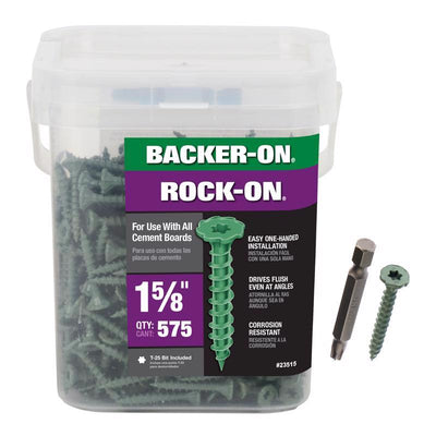 Backer-On Rock-On No. 9 X 1-5/8 in. L Star Patented Serrated Head Serrated Cement Board Screws