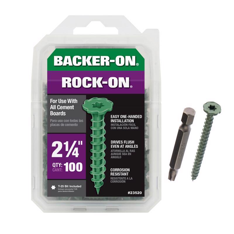 Backer-On Rock-On No. 9 X 2-1/4 in. L Star Patented Serrated Head Serrated Cement Board Screws