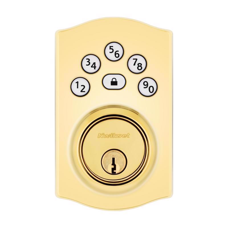 Kwikset Powerbolt Polished Brass Zinc Electronic Deadbolt
