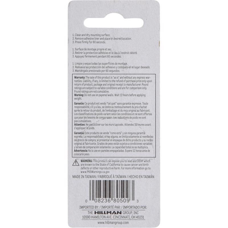 HILLMAN Transparent Adhesive Hangers 1-1/2 lb 4 pk