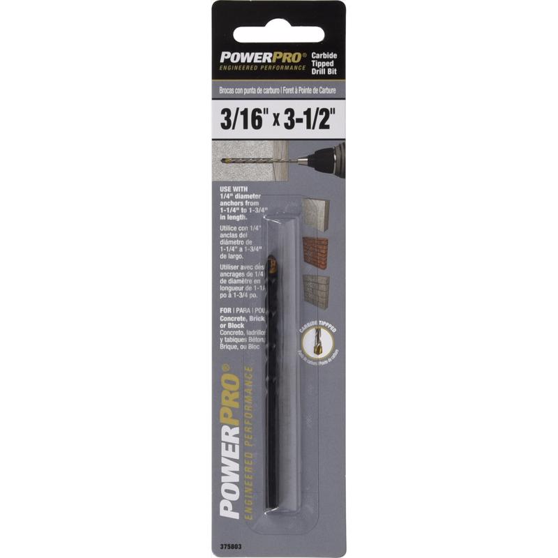 HILLMAN Power Pro 3/16 in. X 3-1/2 in. L Carbon Steel Drill Bit