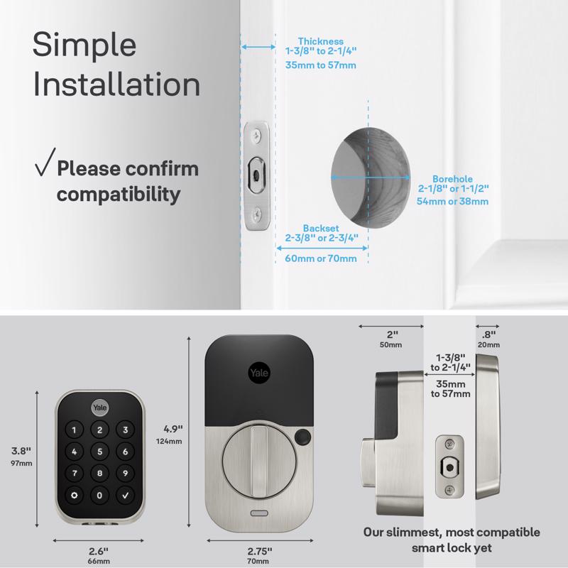 Yale Assure Lock 2 Matte Black Metal Bluetooth Keypad Entry Smart Lock