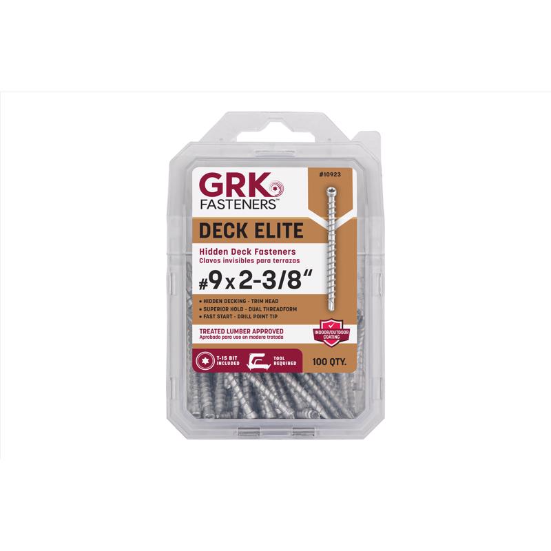 GRK Fasteners Deck Elite No. 9 in. X 2-3/8 in. L Silver Star Trim Head Deck Screws 100 pk