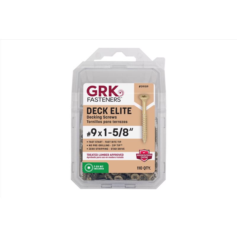 GRK Fasteners Deck Elite No. 9 in. X 1-5/8 in. L Gold Star Bugle Head Deck Screws