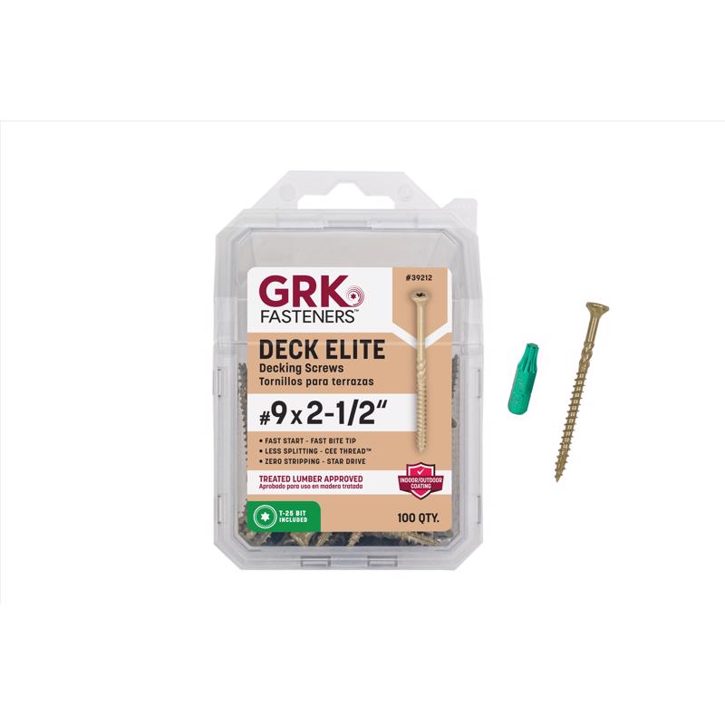 GRK Fasteners Deck Elite No. 9 in. X 2-1/2 in. L Gold Star Bugle Head Deck Screws