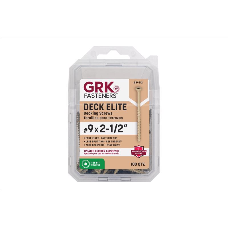 GRK Fasteners Deck Elite No. 9 in. X 2-1/2 in. L Gold Star Bugle Head Deck Screws