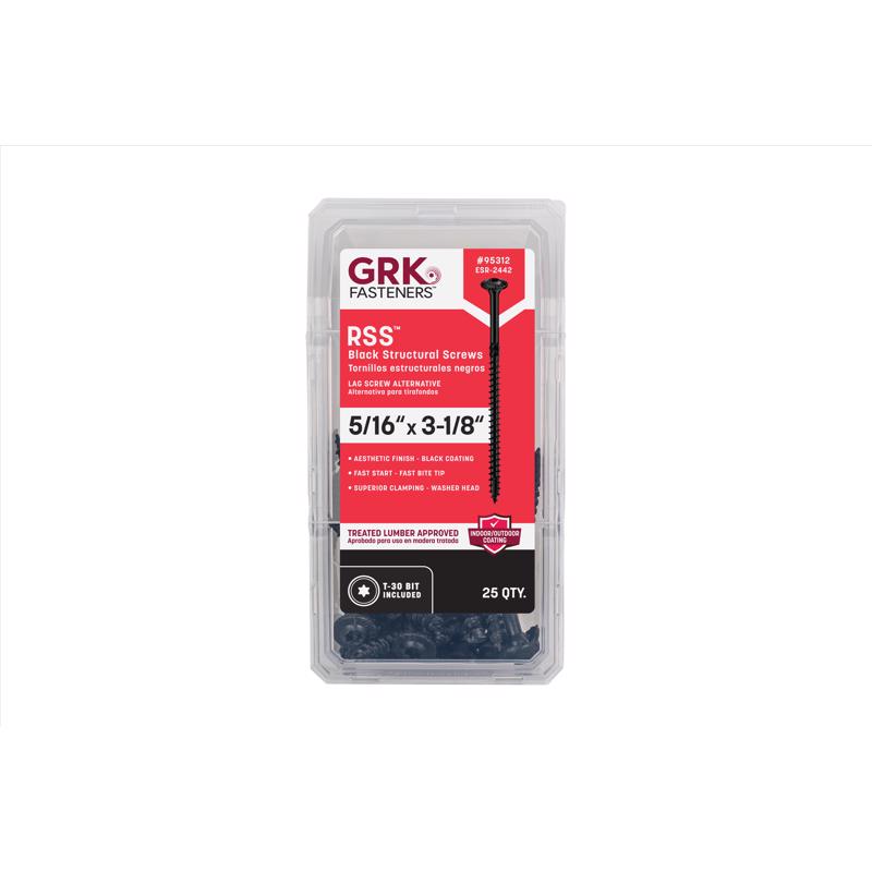 GRK Fasteners RSS 5/16 or No. 15 in. X 3-1/8 in. L Star Black W-Cut Structural Wood Screws
