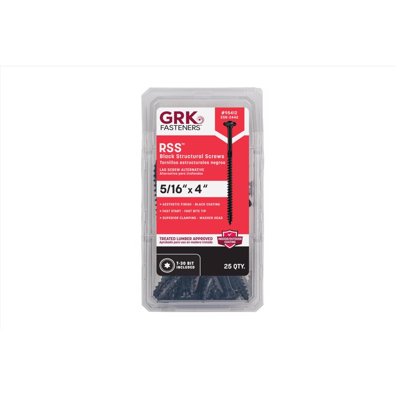GRK Fasteners RSS 5/16 or No. 15 in. X 4 in. L Star Black W-Cut Structural Wood Screws