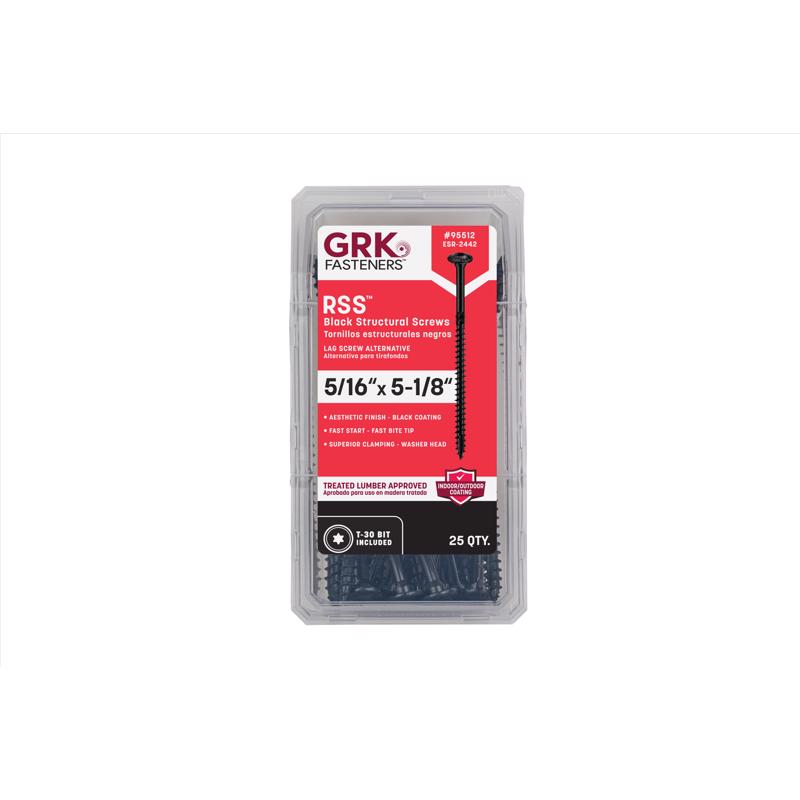GRK Fasteners RSS 5/16 or No. 15 in. X 5-1/8 in. L Star Black W-Cut Structural Wood Screws