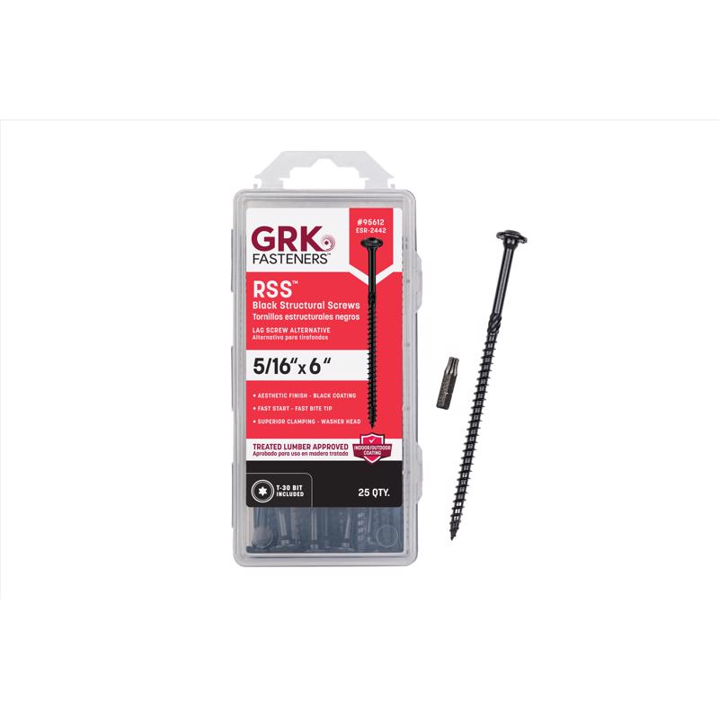 GRK Fasteners RSS 5/16 or No. 15 in. X 6 in. L Star Black W-Cut Structural Wood Screws