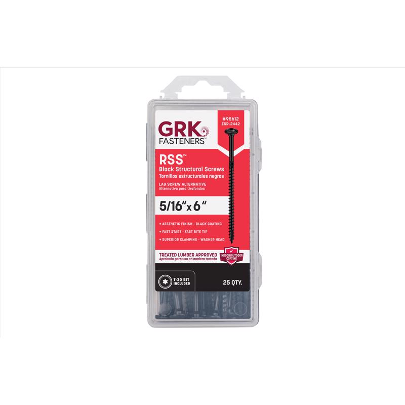 GRK Fasteners RSS 5/16 or No. 15 in. X 6 in. L Star Black W-Cut Structural Wood Screws