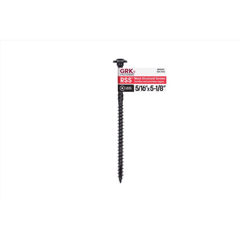 GRK Fasteners 5/16 or No. 15 in. X 5-1/8 in. L Star Black W-Cut Structural Wood Screws