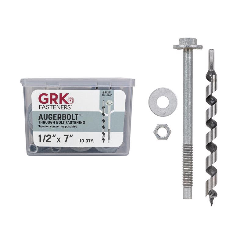 GRK Fasteners AugerBolt 1/2 in. D X 7 in. L Carbon Steel Hex Head Anchor Bolts