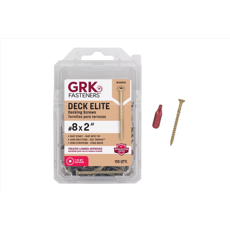 GRK Fasteners No. 8 in. X 2 in. L Star Corrosion Resistant W-Cut Wood Screws 110 pk